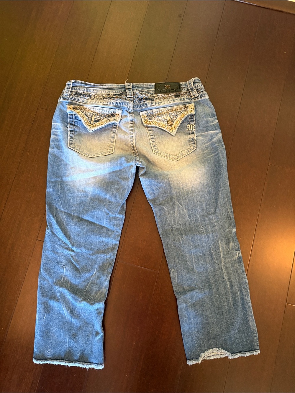 Miss Me Light Blue Embellished Ankle Jeans
